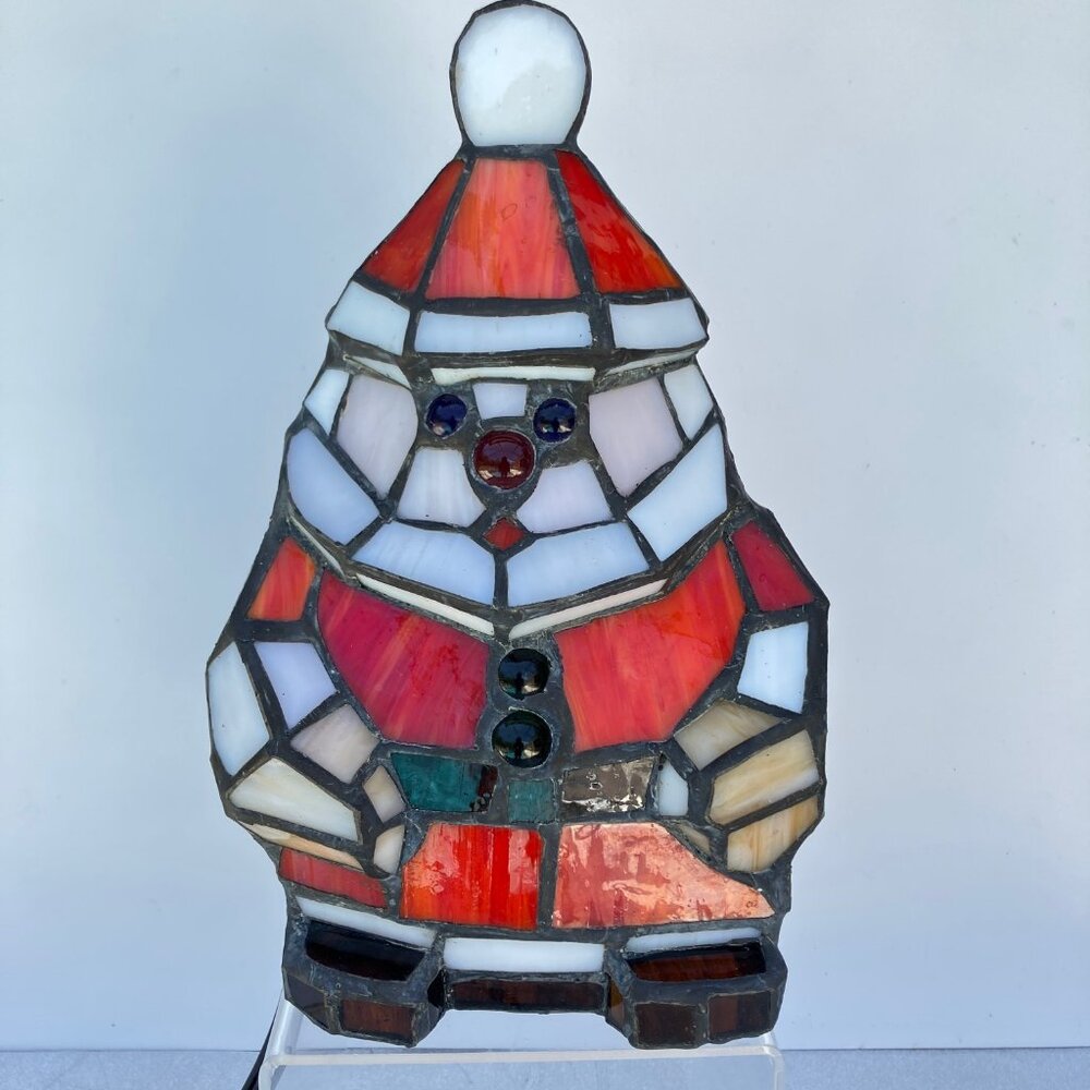 Tiffany Style Stained Glass Santa Accent Desk Lamp